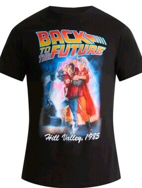 Back to the Future Hill Valley 1985 Graphic T-Shirt Mens 3XL Black Movie Tee NWT